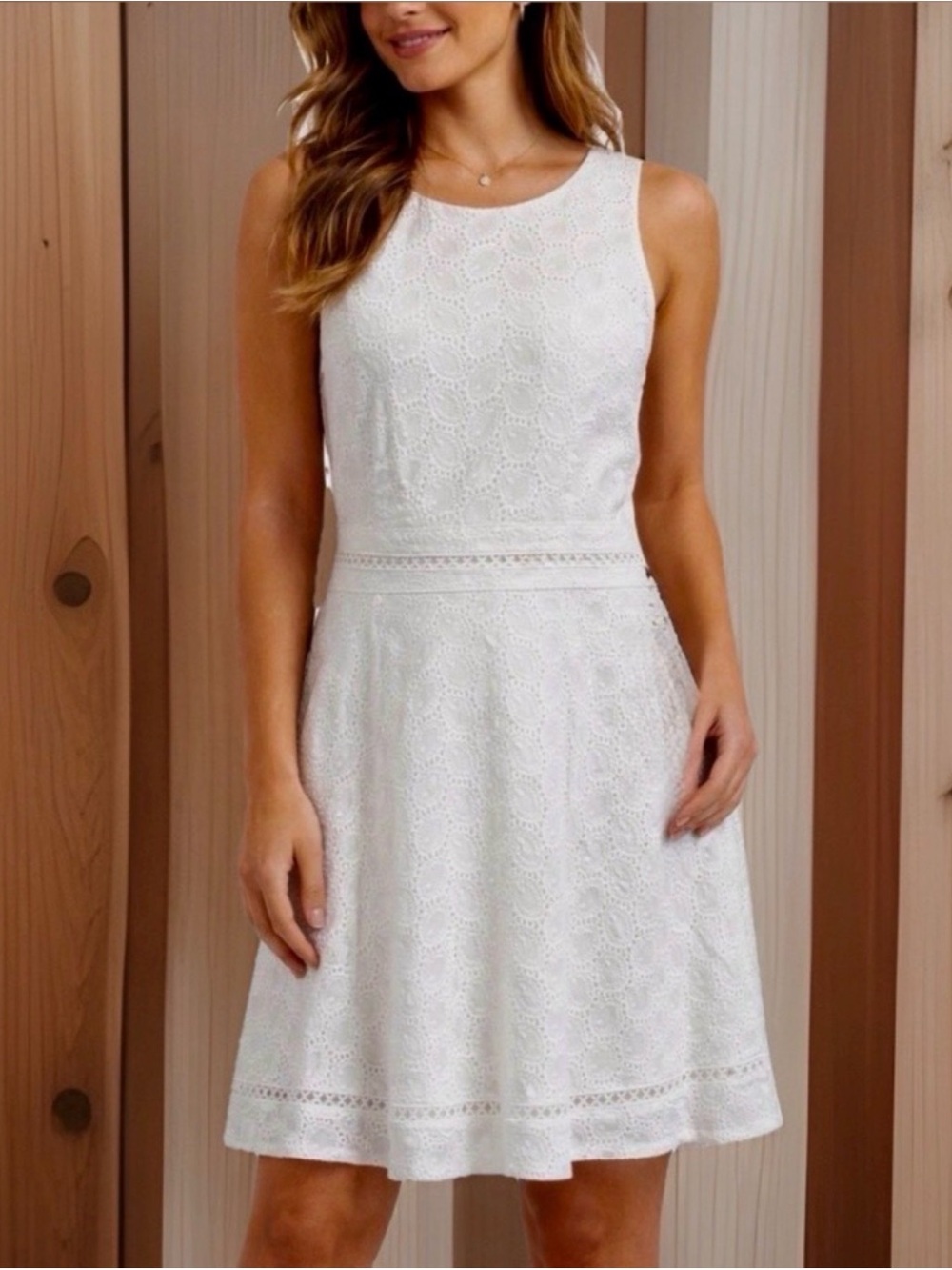 NWT Calvin Klein Women's White
Eyelet Midi Fit & Flare Cotton
Dress Size 2